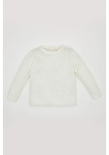 DeFacto Kız Bebek Bisiklet Yaka Basic Düz Triko Kazak X8187A224AUER100 Ekru