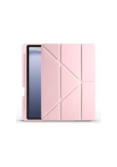 Kilifone - Galaxy Uyumlu Galaxy Tab A9 Plus - Kılıf Kalem Bölmeli Stand Olabilen Origami Tri Folding Tablet Kılıfı - Rose Gold
