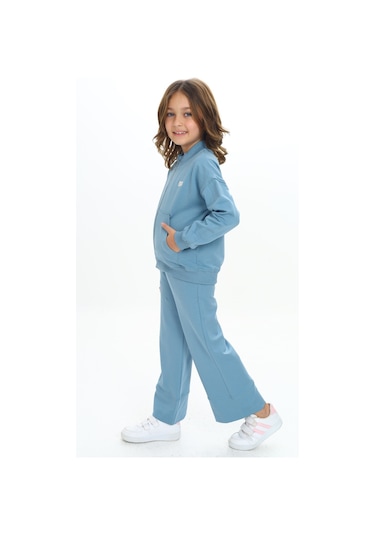 Toontoy Kız Çocuk Mood Nakışlı Eşofman Takım Koyu Mavi
