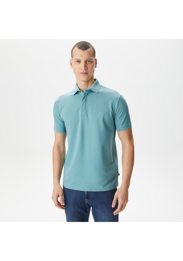 Nautica Erkek Mavi Slim Fit Kısa Kollu Polo Düz K35062t Mavi