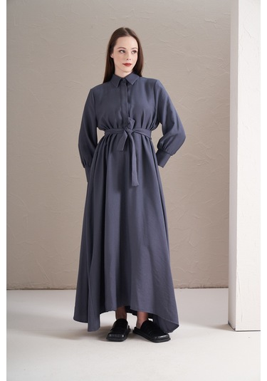 A Pile Ekstra Salaş Modal Elbise İndigo İndigo