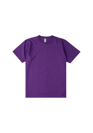 Yeni Japon Ağır Sıklet Düz Renkli Pamuklu Kısa Kollu Mor Mor