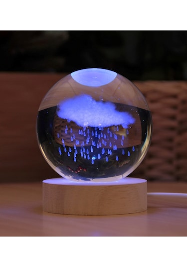 Bulut 3d Boyutlu Kristalleşmiş Cam Işıklı Büyük Boy Küre