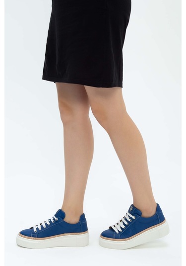 Tamer Tanca Kadın Hakiki Deri Saks Floter Sneakers & Spor Ayakkabı 937 5022-09 Bn Ayk Y23 Saks Floter Saks