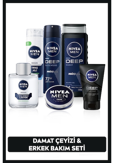 Nivea Men Duş Jeli 500 ML +  Deodorant Yüz Yıkama Jeli 100 ML + Tıraş Jeli Losyon 100 ML + Creme