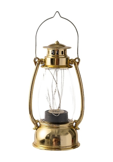 Retro Fener Noel Masa Dekorasyonu Yılbaşı Süs Altın