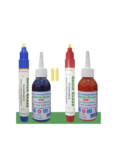 Green Class Eco  Kalem ve Mürekkep Seti 2'li Kırmızı - Mavi
