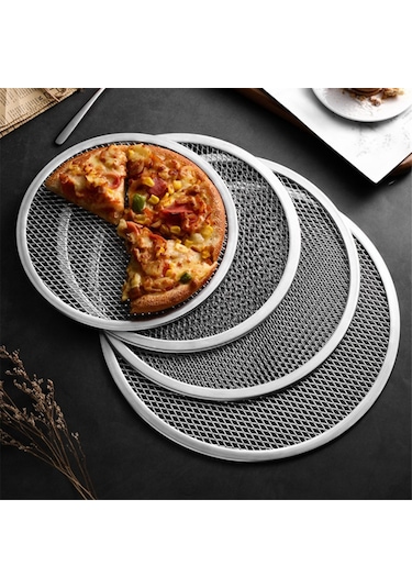 9 İnç Alüminyum Dikişsiz Kenarlı Pizza Pişirme Ekranı Gümüş