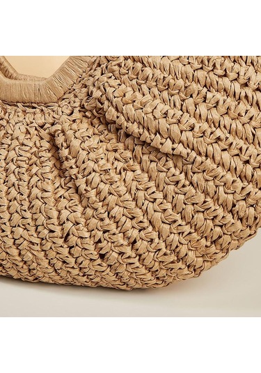 Yeşil Yogodlns Yaz Dokuma Saman Yarım Ay Büyük Kapasiteli Çanta Kadın Plaj Sepeti Moda Seyahat Alışveriş Tote Yeşil