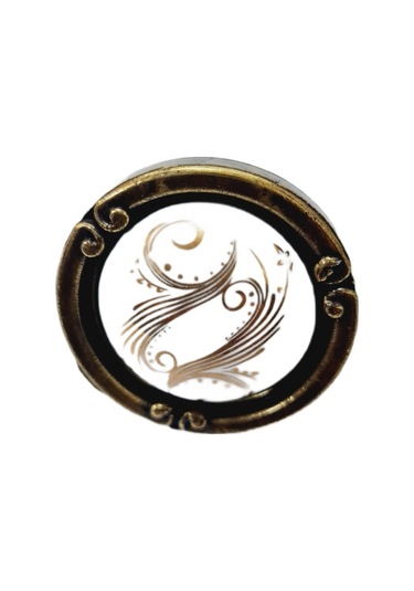 Porselen Düğme Kulp Metal Antiksarı Motifli / 5 Adet Antik