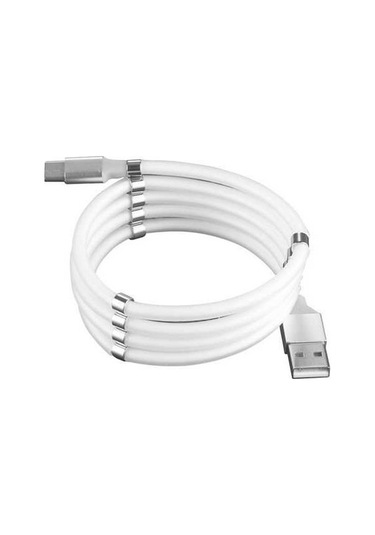 Sandwich 1m Beyaz Type-c Şarj Kablosu, Manyetik Toplama, Sargı Engelleme, Akıllı Çip Sabit Akım, Yüksek Güvenlik