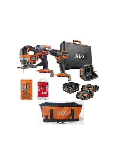 Aeg 18V Darbeli Matkap + Darbeli Vidalama + Dekupaj 3'lü Mobilyacı Montaj Seti-5