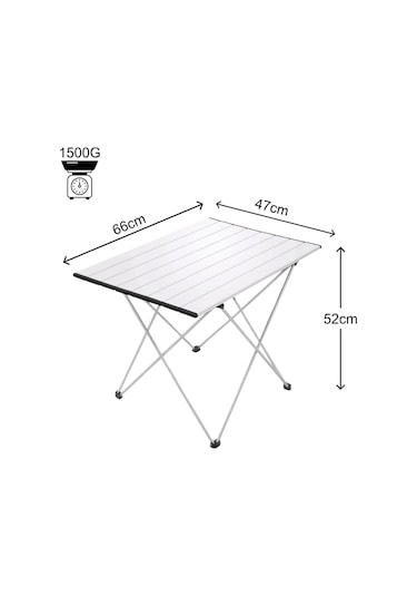 Yek Outdoor Portatif Alüminyum Katlanır Eko Kamp Masası Büyük 66x47x52cm Gri Gri