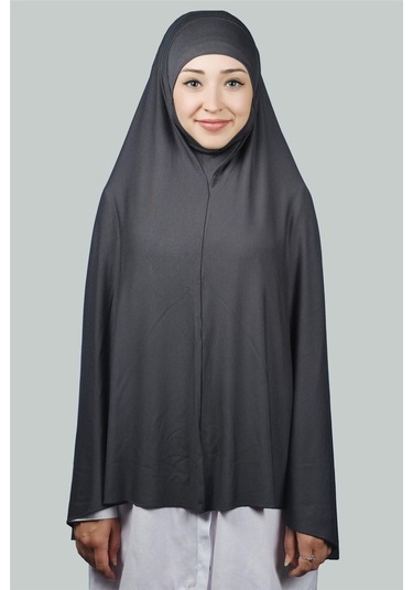 Altobeh Hazır Türban Peçeli Pratik Eşarp Tesettür Nikaplı Hijab - Namaz Örtüsü Sufle (5XL) - Füme