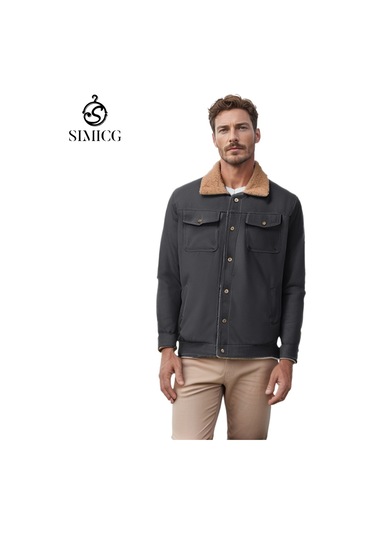 Polar Astarlı Pamuklu Günlük Erkek İş Ceketi Gri