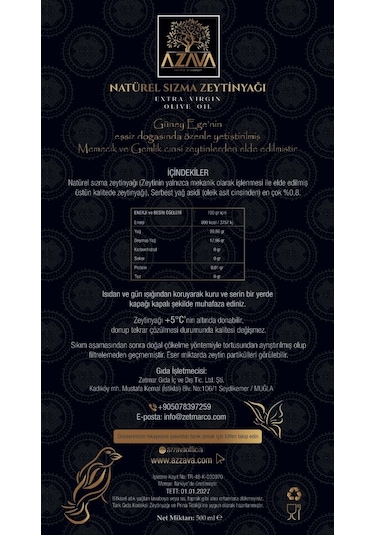 Azzava Natürel Sızma Zeytinyağı 500 ML