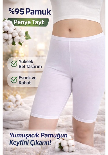 Rahat Kalıp Ağlı Beyaz Kısa Tayt