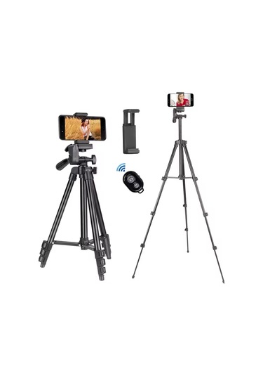 Shopytech 102 Cm Hafif Tripod Telefon/kamera Uyumlu Bluetooth Uzaktan Deklanşörlü 360 3-yönlü Kaf 1 Adet