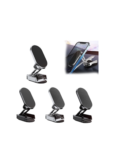 Tenfowee 360 Derece Dönebilen Katlanabilir Araç İçi Manyetik Telefon Tutucu - Güçlü Yapışkan Ve Kaymaz Yüzey Siyah