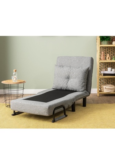 Pafu Sento Tekli Katlanır Yataklı Koltuk - Keten Açık Gri Açık Gri