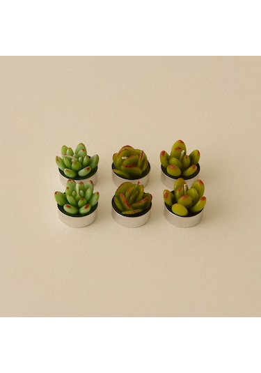Karaca Home Sukulent 6'lı Tealight Mum Yeşil