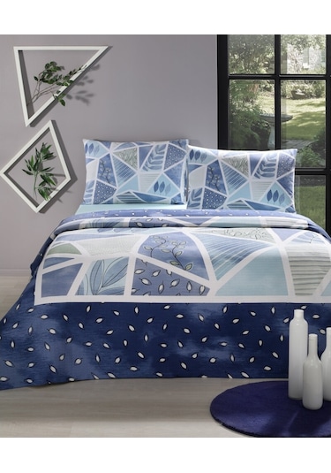 Özdilek Natural Patch Çift Kişilik Ranforce Pike Takımı Mavi