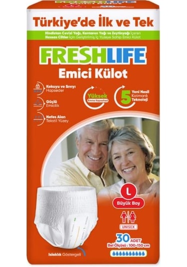 Freshlife Emici Külot Yetişkin Hasta Bezi L 30'lu