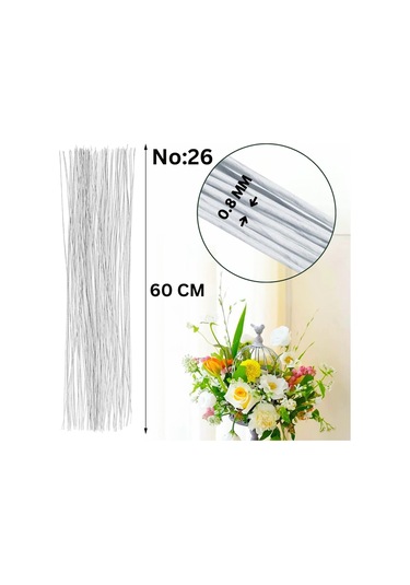 Beyaz Yapay Çiçek Teli, No:26 0.8 Mm - Çiçek Aranjman Yapım Tel