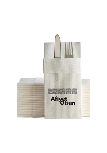 Afiyet Olsun Baskılı Cepli Peçete 48x48 Cm 50 Adet