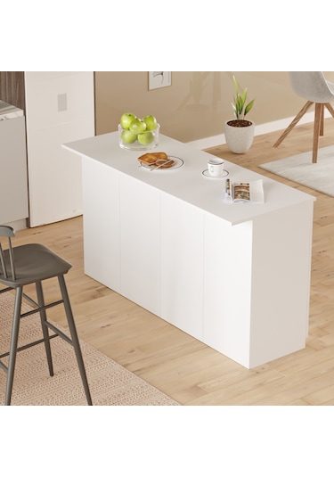 Robin Home Liva Mutfak Adası Ada Mutfak Yemek Masası 160cm Beyaz