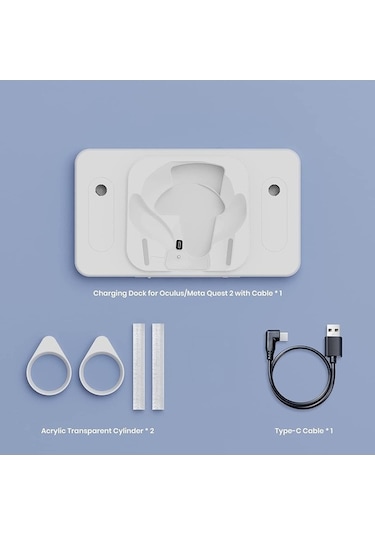 Createtech Meta Quest 2 Masaüstü Braketi Rgb Işık Kablosuz Şarj Standı Beyaz/