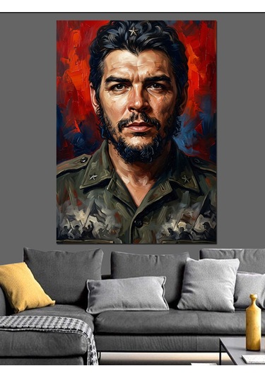 Che Guevara Karizmatik Portre Çalışması Dekoratif Kanvas - Mdf Ahşap Tablo