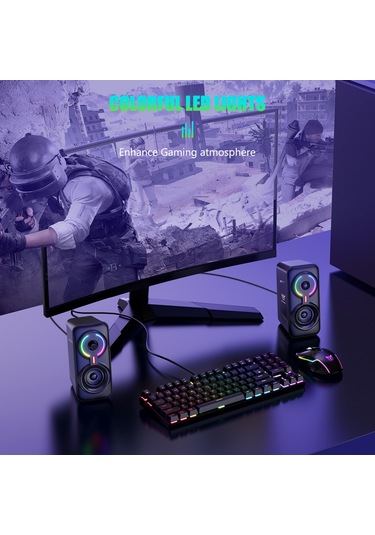 Tenfowee Onıkuma L6 Taşınabilir Bluetooth Ve Kablolu Rgb Masaüstü Subwoofer Hoparlör Seti, Oyun Ve Ev Kullanımı İçin