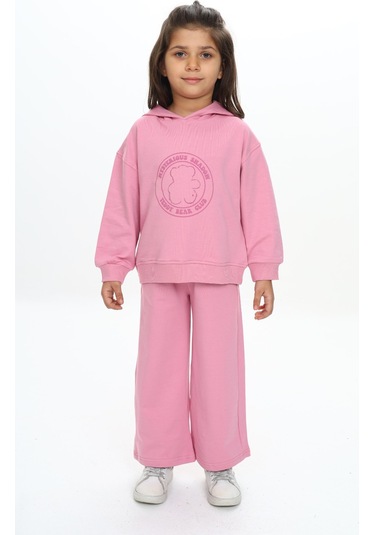 Toontoy Kız Çocuk Baskılı Eşofman Takım Bej