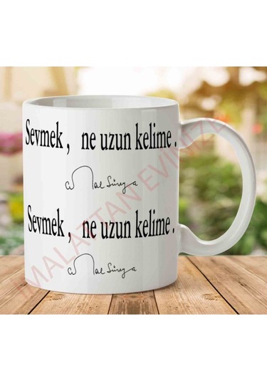 Sevmek, Ne Uzun Kelime Iki Tarafı Baskılı Kupa Bardak Çok Renkli