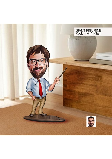 Bk Gift Kişiye Özel Öğretmen Karikatürlü Büyük Boy Ahşap Biblo-2 Arkadaşa Hediye , Sevgiliye Hediye, Kişiye Özel Biblolar Kobitmeyen137530 Bk Gift