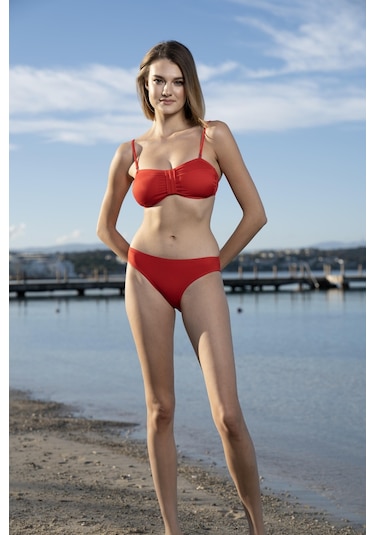 Estiva Luplu Straplez Bikini Takımı - Bordo