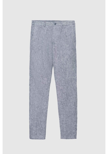 Ds Damat Slim Fit Lacivert Düz %100 Keten Jogger Pantolon 4hc03s2063230 101