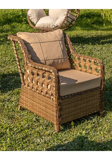 Btkconsept Lupa Eslem Rattan Bahçe Mobilyası 3+1+1 Puf Ve Salıncak Dahil" Masalı Kahverengi