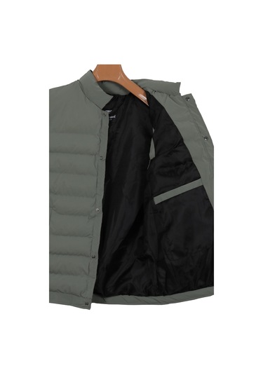 Erkek Dar Kesim Karbon Deri Yeşil Şişme Yelek Rar01236 001