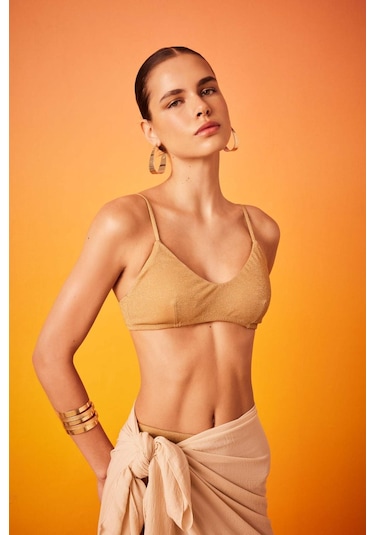 DeFacto Regular Fit Parlak Kumaş Bikini Üstü-Fall in Love C3181AX24SMYL275