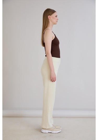 Sortie Collection Simli Örme Pantolon Bej