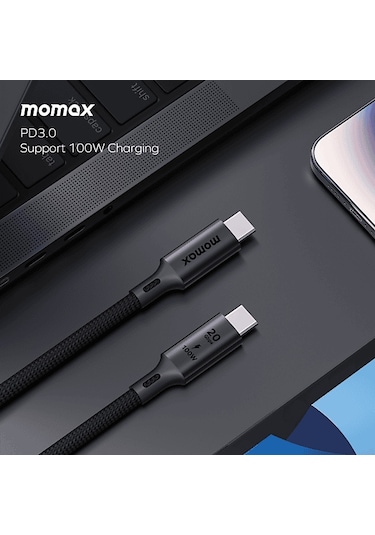 Momax DC32D Elite 100W Usb-c  Usb 3.2 Gen 2x2 20 Gbps Kablo Siyah