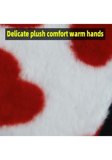 Sones Peluş Kalp Desenli Araç Orta Konsol Kapak Matı 32x19cm Kırmızı