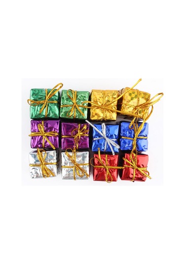 Xindoker Noel Ağaç Dekorasyonu 12'li Paket - 2.5cm Köpük Hediye Kutusu, Parlak Renkli Folyo, Ev/ofis Noel Süsleri