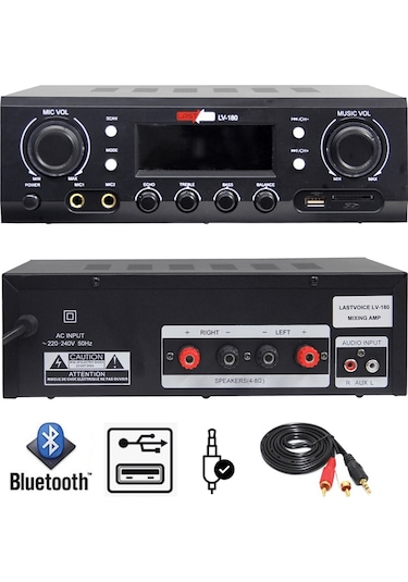 Lastvoice Lv-180 Stereo Mikser Anfi 2X180 Watt Usb Mp3 220V