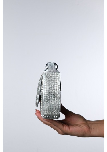 Vial Gümüş Taşlı Kadın Abiye Çanta Gümüş