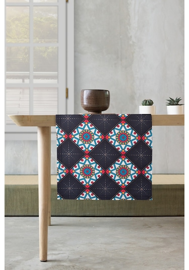 Masa Runner Yıkanabilir Sofra Masa Salon Mutfak Masası Sehpa Masa Runnerı 40X140 cm Luxury Siyah