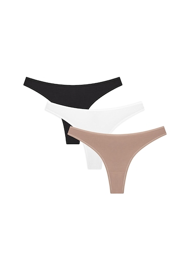 Penti New Basic Çok Renkli 3'lü Tanga Külot Plf89ull24sk-mıx Çok Renkli