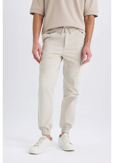 DeFacto Regular Gabardin Jogger Pantolon Kargo Cepli Beli Paçası Lastikli C9163AX25SPBG766